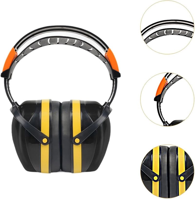 Yellow Noise Canceling Ear Muffs for Work Office Woodwork Home Hearing Protection - Image 3